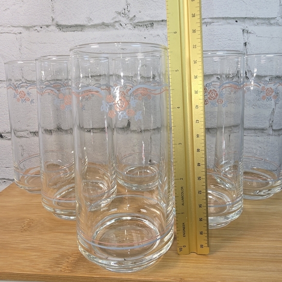 CORELLE ENGLISH BREAKFAST SET OF 6 DRINKING GLASSES VINTAGE EUC - Picture 4 of 6